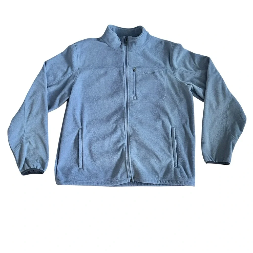 L.L. Bean Polartec Fleece Jacket‎ Mens Large Blue Full-Zip Outdoor Pockets